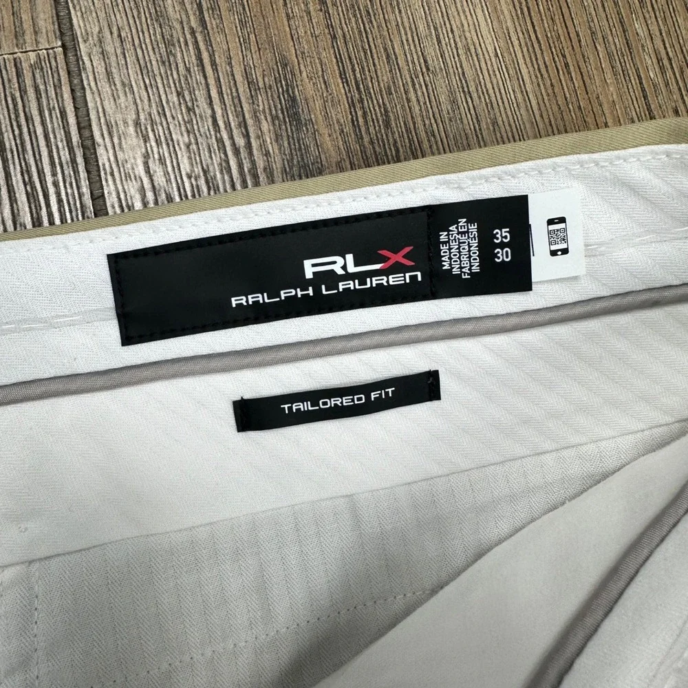 RLX Ralph Lauren Mens Tailored Fit Golf Pants Tan Khaki Performance 35x30